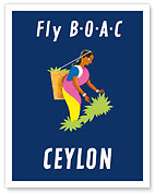 Ceylon (Sri Lanka) - BOAC (British Overseas Airways Corporation) - Sri Lankan Tea Picker - Giclée Art Prints & Posters