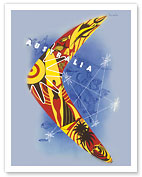 Australia - Boomerang - Kangaroo - Aboriginal Art - Australian National Travel Association - Fine Art Prints & Posters