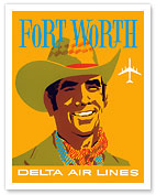 Fort Worth, Texas - Cowboy - Delta Air Lines - Fine Art Prints & Posters