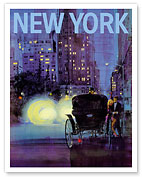 New York - Central Park Horse Carriage at Night - c. 1965 - Fine Art Prints & Posters