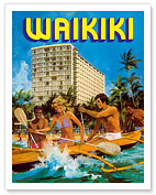 Waikiki - Outrigger Canoe - Outrigger Hotel - Honolulu Beach - Fine Art Prints & Posters