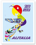 Sud America (South America) Parrot - Alitalia Italian Air Company - Fine Art Prints & Posters