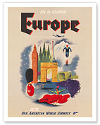 Europe - Fly by Clipper - Pan American World Airways - Fine Art Prints & Posters