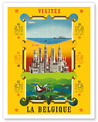 Visit Belgium (Visitez La Belgique) - The Sea, the City and the Countryside - Fine Art Prints & Posters