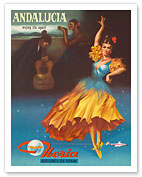 Andalucia - Enjoy Under It's Spell - Iberia Air Lines of Spain - Flamenco Dancer - Fine Art Prints & Posters