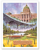Visit Pennsylvania - Harrisburg, PA - State Capitol, Rockville Bridge, Italian Lake Park - Fine Art Prints & Posters