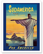 Pan American - South America by Clipper - Christ the Redeemer statue Corcovado - Rio de Janeiro - Brazil - Fine Art Prints & Posters