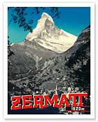 Zermatt, Switzerland - Matterhorn Mountain (Cervin) - Swiss Alps - c. 1938 - Fine Art Prints & Posters