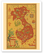 Indochine Française - French Indochina Vintage Map - Vietnam, Cambodia, Laos - Fine Art Prints & Posters