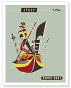 Italy - Qantas and BOAC Airlines - Venice - Gondola - Fine Art Prints & Posters