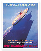 Bordeaux to Casablanca - CIE GLE Transatlantic (French Line) aboard the “Maroc” liner - c. 1951 - Fine Art Prints & Posters