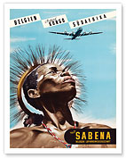 Belgium (Belgien) - Belgian Congo (Belgisch Kongo) - South Africa (Südafrika) - Sabena - c. 1950 - Fine Art Prints & Posters