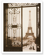 Paris, France - Eiffel Tower (Tour Eiffel) - View from the Trocadéro, Palais de Chaillot, 1925 - Giclée Art Prints & Posters