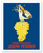 Champagne Joseph Perrier - French Woman Emerging from Chardonnay Grapes - c. 1926 - Fine Art Prints & Posters