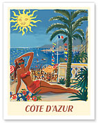 Côte D'Azur - France - The French Riviera - Bikini Girl - Giclée Art Prints & Posters