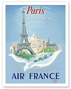 Paris - Eiffel Tower, Notre Dame Cathedral, Arch of Triumph - Aviation - Fine Art Prints & Posters