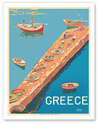 Greece - Aegean Island Jetty - Greek Boats and Harbor - Fine Art Prints & Posters