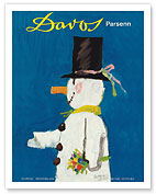Davos, Switzerland (Schweiz, Suisse, Svizzera) - Parsenn Mountain Ski Area - Snowman with Top Hat - Fine Art Prints & Posters