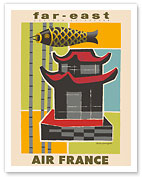 Far-East - Eastern Epicurean - Japanese Koinobori Carp Wind Sock Kite and House - Fine Art Prints & Posters