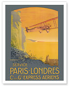Paris to London (Londres) Service - Compagnie des Grands Express Aériens - c. 1920 - Fine Art Prints & Posters