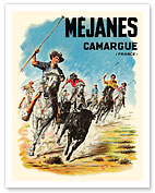 Méjanes - Camargue, France - Abrivado (Bull-Running) by Cattle Herdsman (Gardians) - Fine Art Prints & Posters