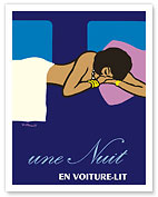 A Night in a Sleeper Car Train (Une Nuit en Voiture-lit) - French National Railways SNCF - Fine Art Prints & Posters