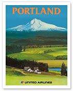 Portland, Oregon - United Airlines - Mount Hood - c.1970's - Fine Art Prints & Posters