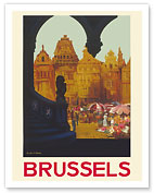Brussels, Belgium - The Grand Place - Belgian National Railways - Giclée Art Prints & Posters