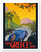 Visit Greece by Auto - Automobile and Touring Club of Greece - Vintage Car Travel - Fine Art Prints & Posters