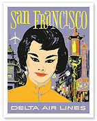 San Francisco - Delta Air Lines - China Town - Chinese Girl - Fine Art Prints & Posters