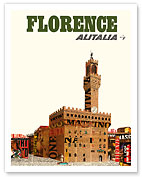 Florence, Italy - Alitalia Airlines - Palazzo Vecchio (The Old Palace) - Fine Art Prints & Posters