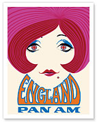 England - Pan American World Airways - Red Head Girl c.1960's - Fine Art Prints & Posters