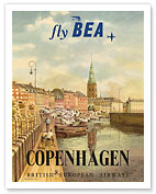Copenhagen, Denmark - British European Airways (BEA) - Giclée Art Prints & Posters