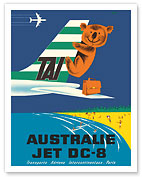 Australia (Australie) - TAI (Transports Aériens Intercontinenteaux) - Douglas Jet DC-8 - Koala Bear - Fine Art Prints & Posters