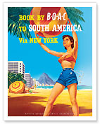South America via New York - Rio de Janeiro, Brazil - BOAC (British Overseas Airways Corporation) - Fine Art Prints & Posters