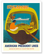 Singapore - American President Lines - Traditional Boat - Fine Art Prints & Posters