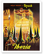 Holy Week in Spain - Fly By Iberia Air Lines of Spain - Fine Art Prints & Posters
