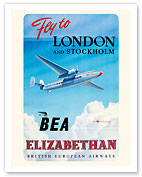 Fly To London And Stockholm - British European Airways (BEA) - Elizabethan Class - Fine Art Prints & Posters
