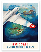 Flights around the Alps - Swissair - Fine Art Prints & Posters