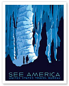 See America - Big Room Cave in Carlsbad Caverns National Park - United States Travel Bureau - Fine Art Prints & Posters