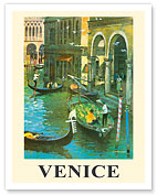Venice Italy - Venetian Canals - Gondolas - c. 1950's - Fine Art Prints & Posters
