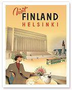 Visit Helsinki, Finland - Finnish Parliament House - Finnish State Railway - c. 1940 - Fine Art Prints & Posters