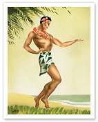 Hawaii Male Hula Dancer - c. 1940's - Fine Art Prints & Posters