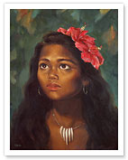 Young Native Girl from Hawaii - c. 1940's - Fine Art Prints & Posters