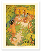 Preparing a Feast - Book Plate From Kimo, A Story of Hawaii - c. 1928 - Fine Art Prints & Posters