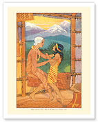 Mamo and Lani - Book Plate From Kimo, A Story of Hawaii - c. 1928 - Fine Art Prints & Posters