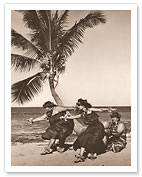Hawaiian Hula Beach Dancers - c. 1960's - Giclée Art Prints & Posters