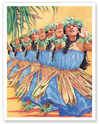 Row of Women Hula (Kekahi Pae O Nā Wahine Hula) - Hawaiian Dancers - Fine Art Prints & Posters