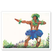 Blue Hula Man (Ke Kāne Hula Uliuli) - Hawaiian Dancers - Fine Art Prints & Posters