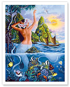 Wahine from the Sea, Hawaiian Mermaid - Fine Art Prints & Posters